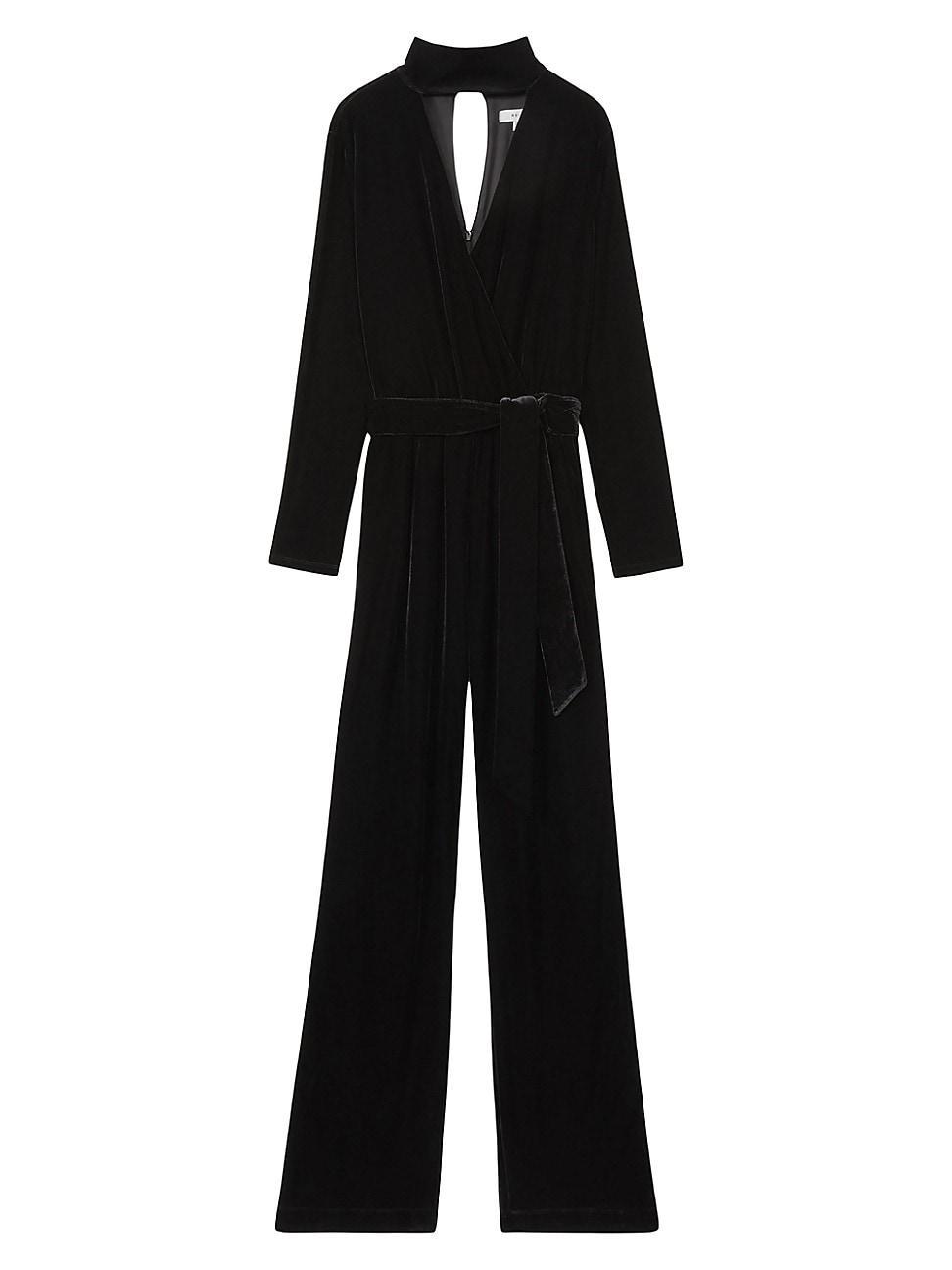 Womens Vera Velvet Wrap Neck Jumpsuit Product Image