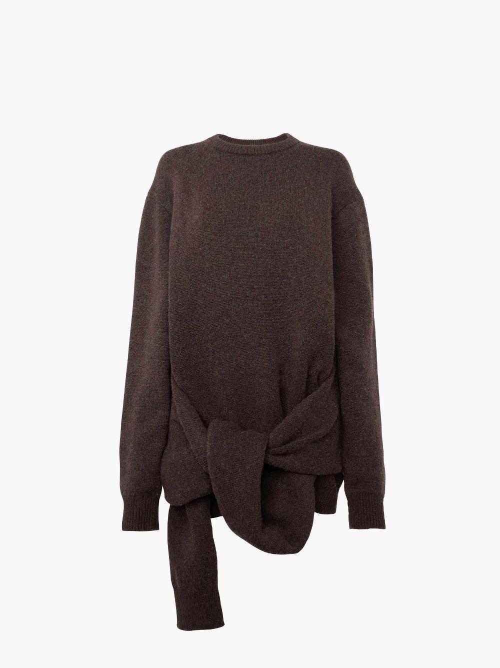 DRAPED TIE-FRONT SWEATER in brown | JW Anderson US  Product Image