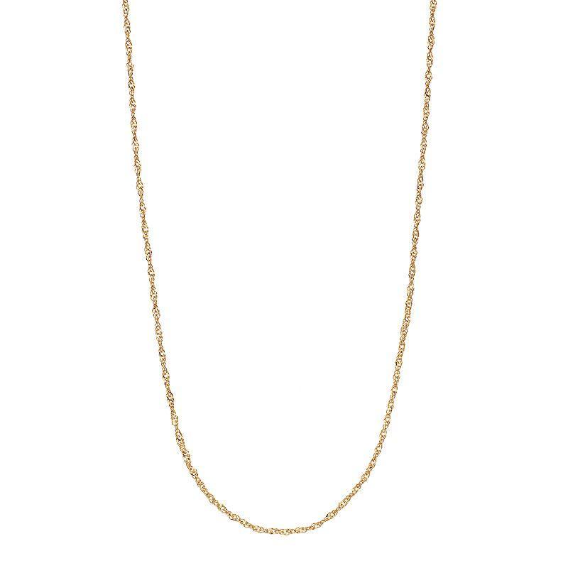 Primavera 24k Gold Over Silver Singapore Chain Necklace, Womens Gold Tone Product Image