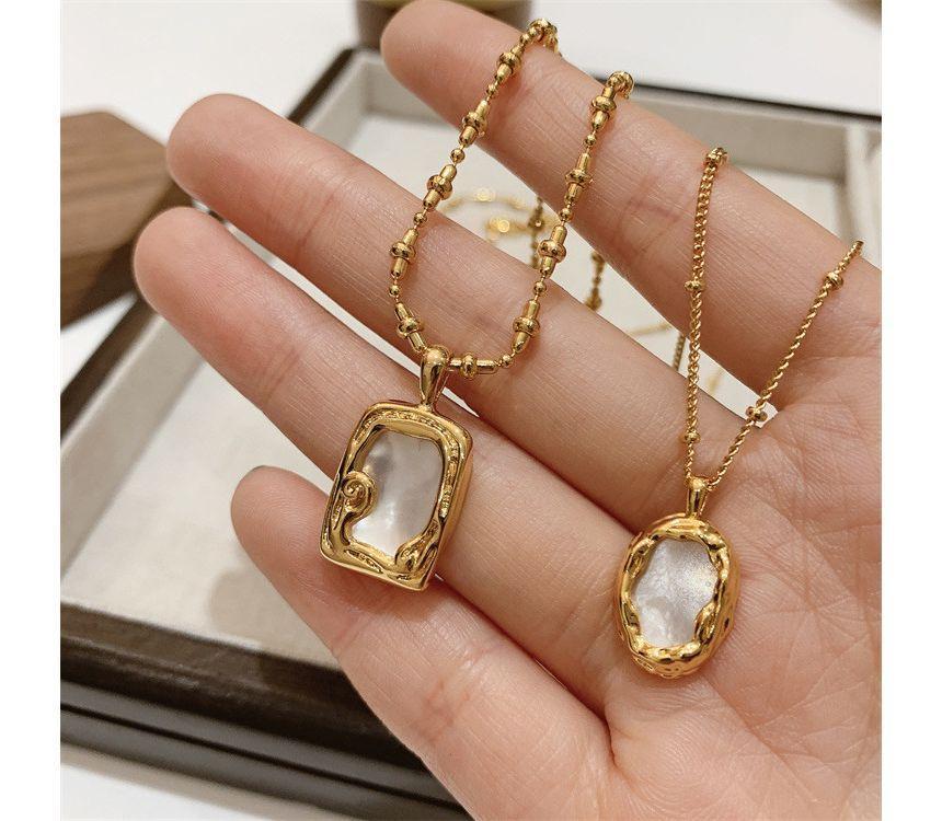 Freshwater Pearl Pendant Alloy Necklace (various designs) Product Image