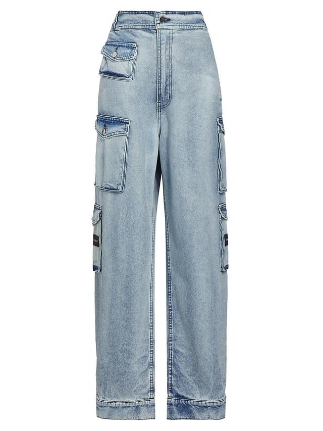 Womens Carry Over Wide-Leg Denim Cargo Pants Product Image