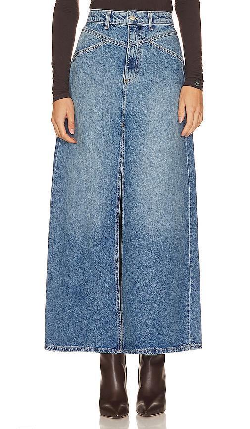 Free People Come As You Are Fray Hem Denim Maxi Skirt Product Image