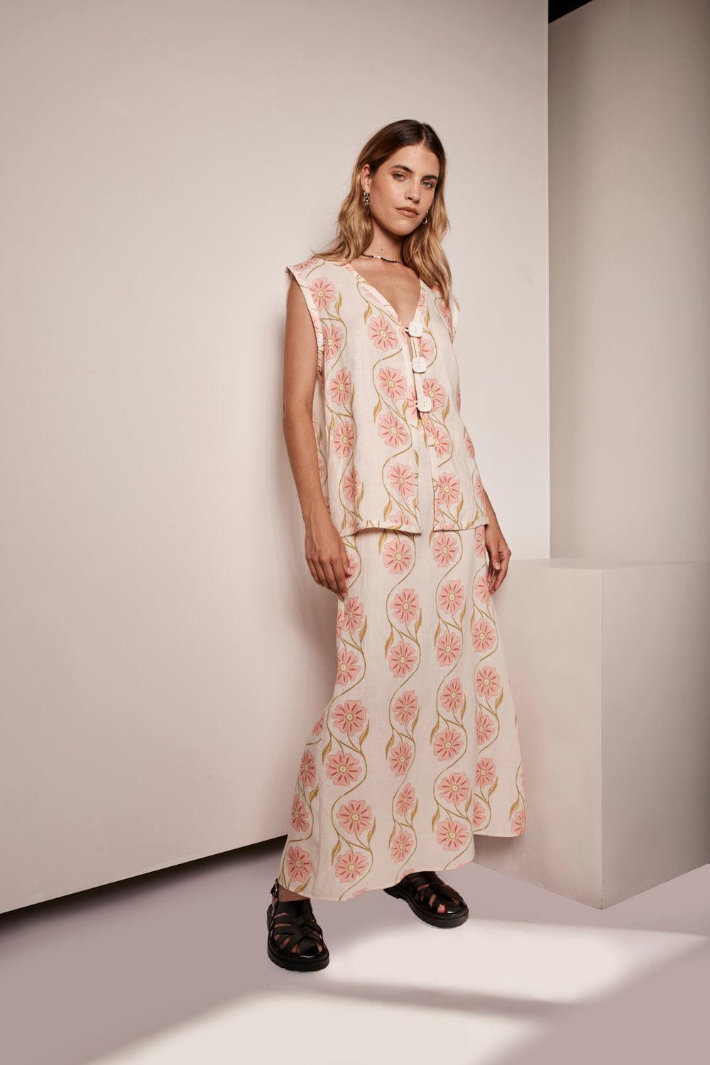 Ari Linen Maxi Skirt Bloom Product Image