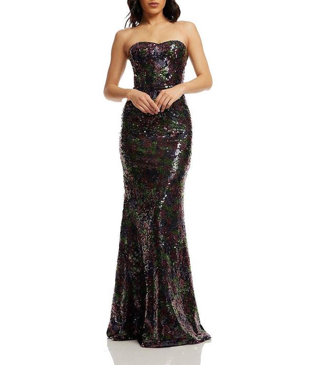 Dress the Population Sequin Strapless Sweetheart Sleeveless Mermaid Gown Product Image