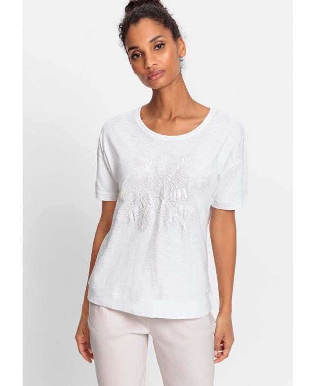 Olsen Womens 100% Organic Cotton Sequin Embellished T-Shirt Product Image