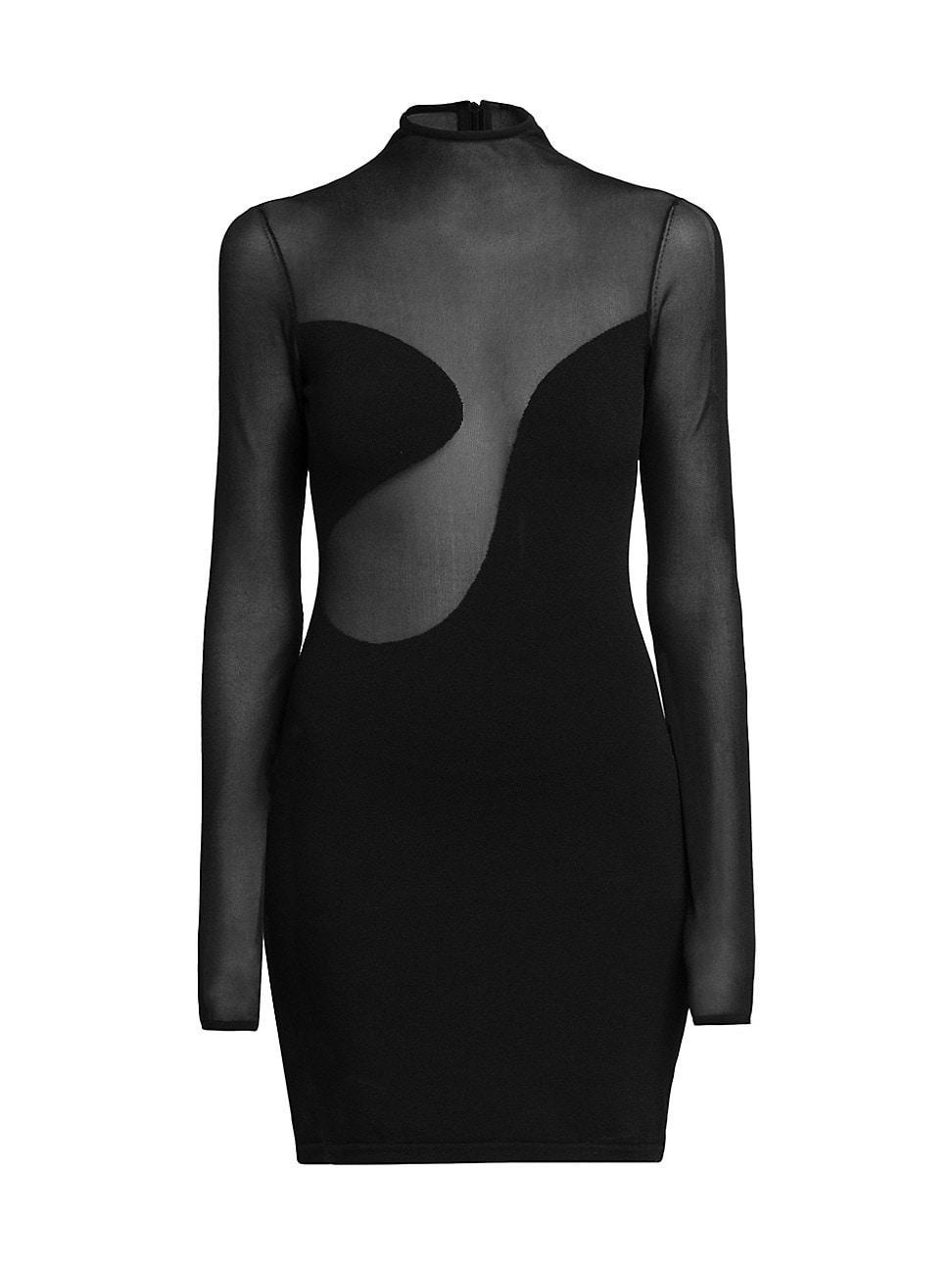 Womens Asymmetric Semi-Sheer Minidress Product Image