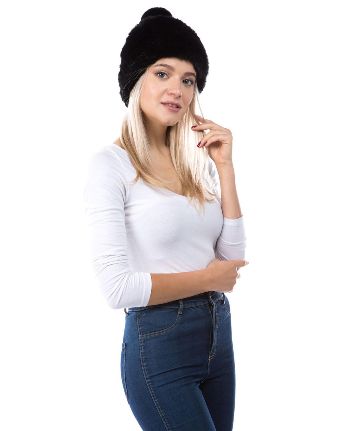 Marcus Adler Womens Cozy Stretch Luxe Faux Fur Pom Hat Product Image