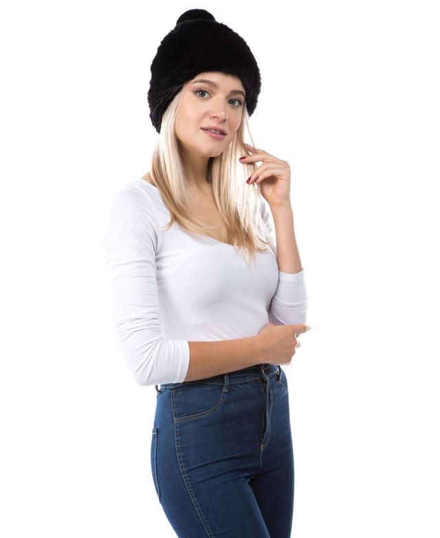 Marcus Adler Womens Cozy Stretch Luxe Faux Fur Pom Hat Product Image