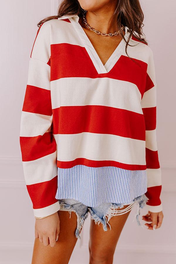 Stripe This Way Top In Red Product Image