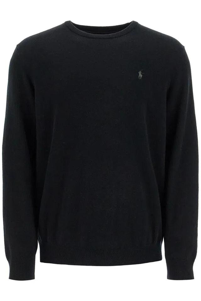 Wool Pullover With Pony Embroidery In Black Product Image