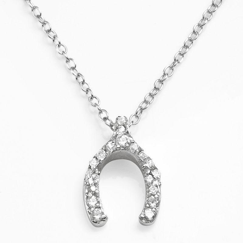 Sophie Miller Sterling Silver Cubic Zirconia Wishbone Pendant, Womens White Product Image