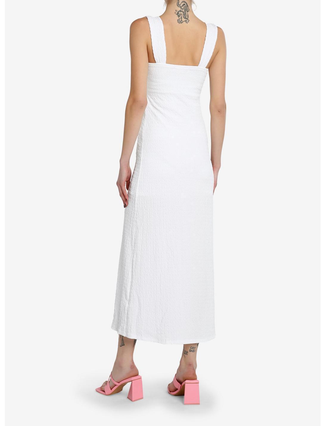 White Textured Slit Maxi Dress Product Image