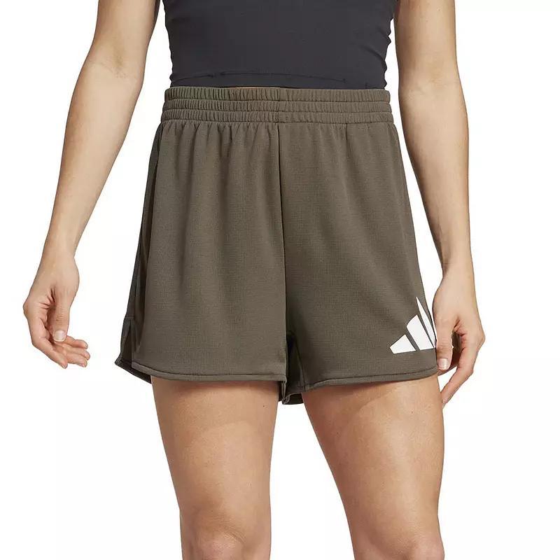 Womens adidas Train Essentials Big Logo Performance Training Shorts Shadow Green Product Image