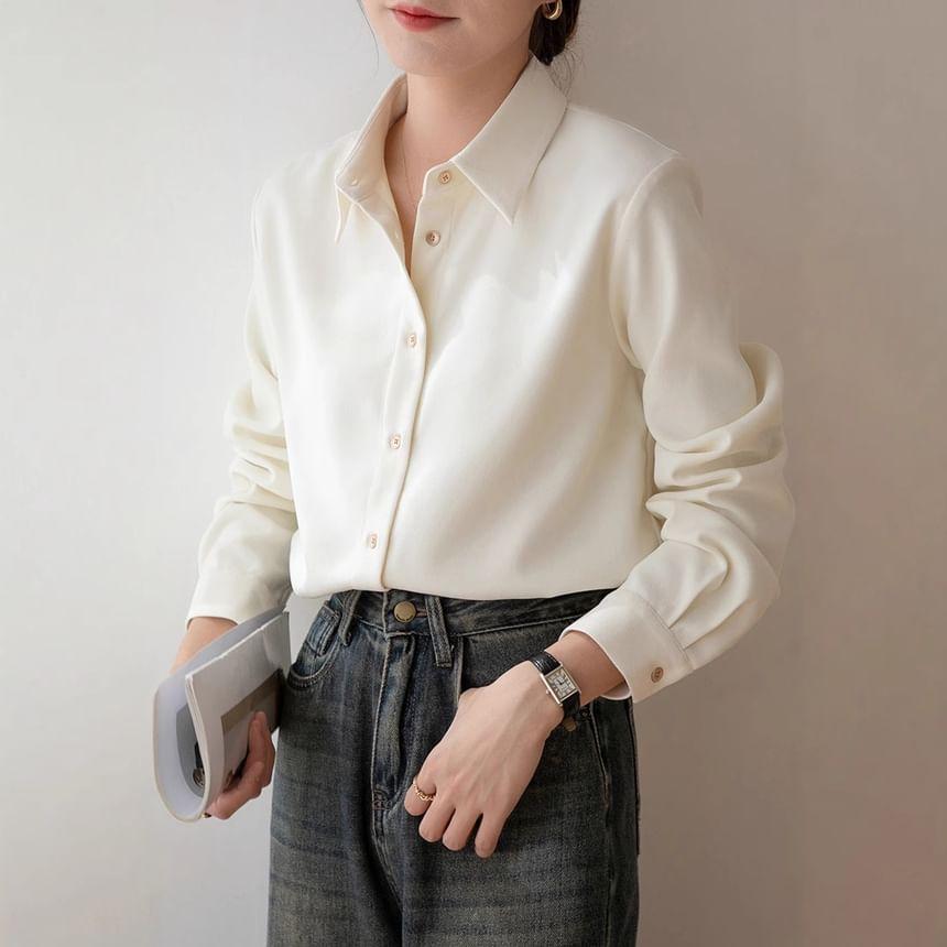 Long-Sleeve Plain Shirt Product Image