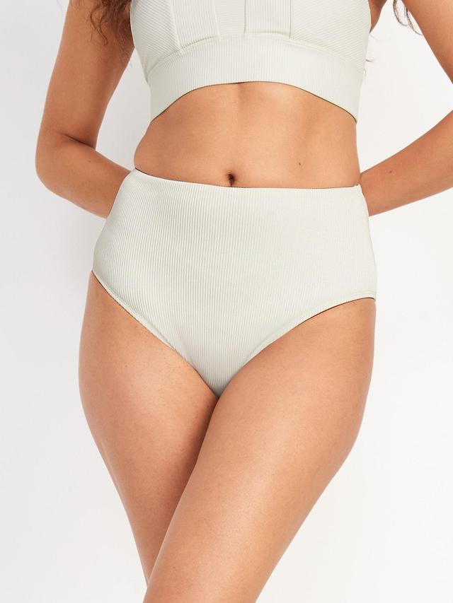 High-Waisted Ribbed Bikini Swim Bottoms Product Image