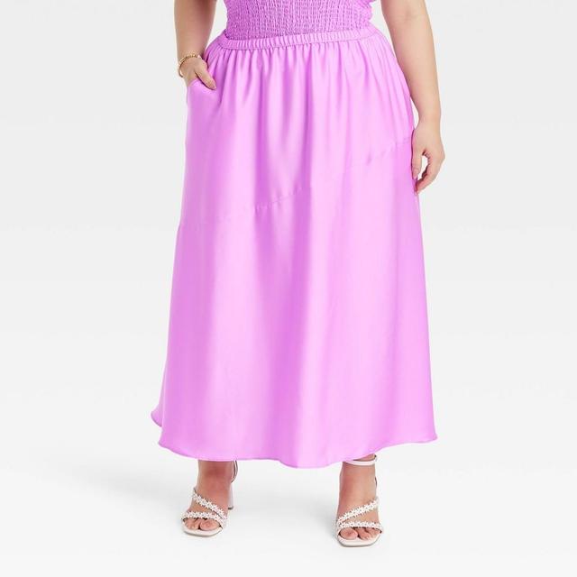 Womens Maxi A-Line Slip Skirt - A New Day Purple 2X Product Image