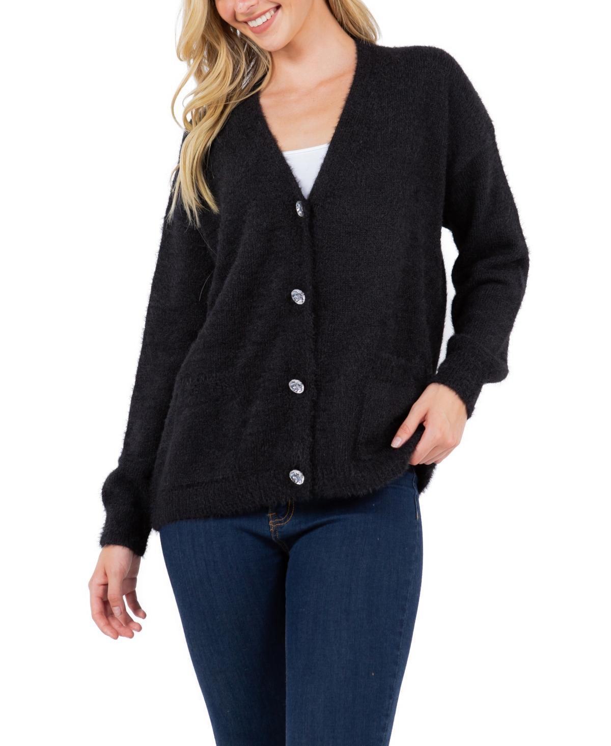 Fever Womens Feather Cardigan Sweater with Jewel Button product image