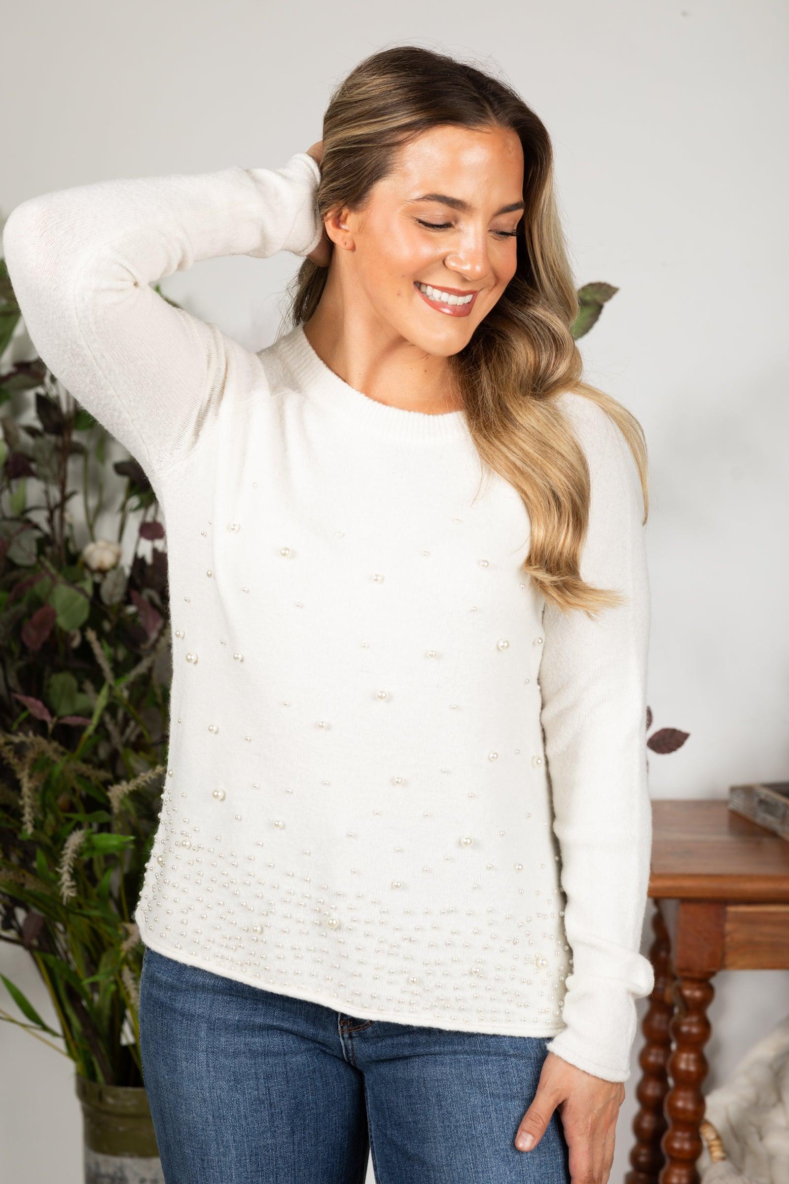 Ivory Pearl Detail Sweater Product Image