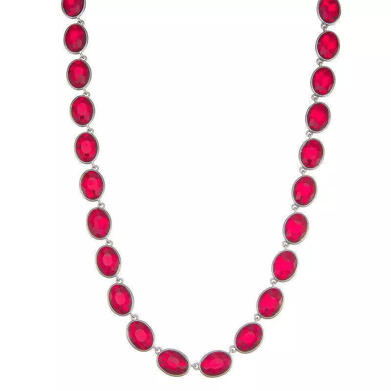 Simply Vera Vera Wang Silver Tone Red Stone Collar Necklace, Womens Product Image