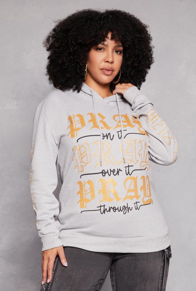 Womens Plus Size Pray Graphic Pullover Hoodie Product Image