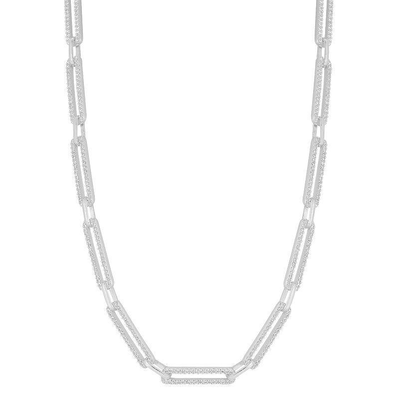 Sunkissed Sterling 14k Gold Over Silver Cubic Zirconia Link Choker Necklace, Womens White Product Image