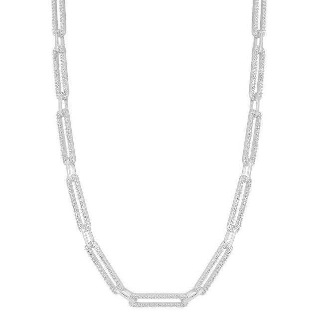 Sunkissed Sterling 14k Gold Over Silver Cubic Zirconia Link Choker Necklace, Womens White Product Image