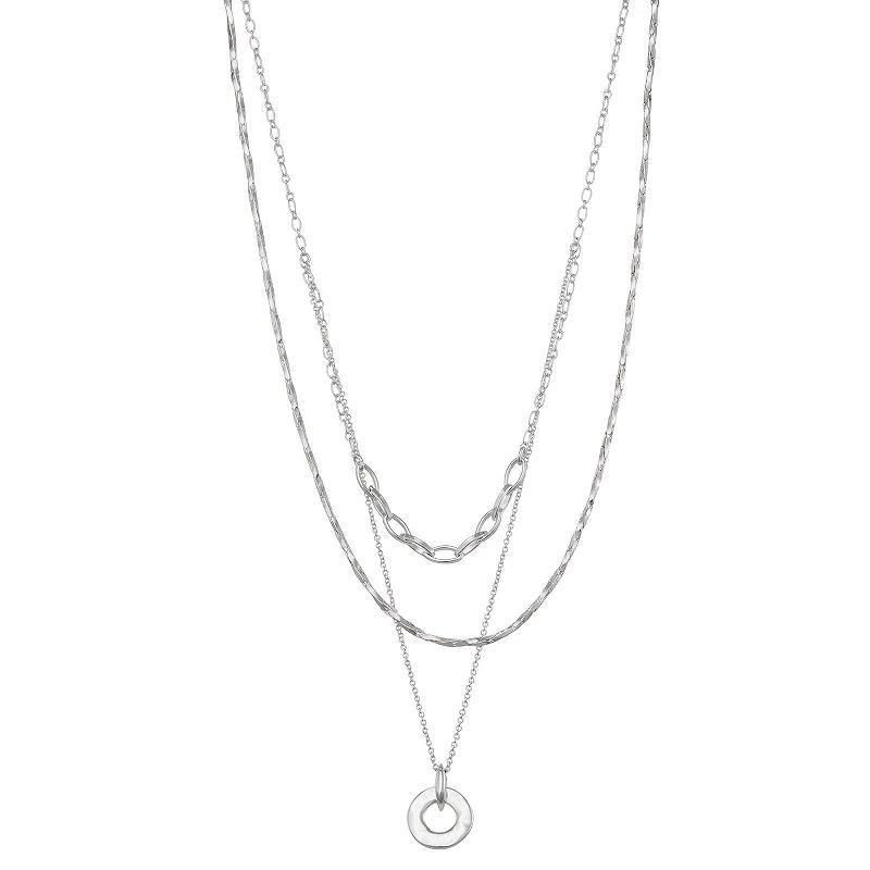 Nine West Silver-Tone 17 in. Multirow Disc Pendant Necklace, Womens, Silver Tone Product Image