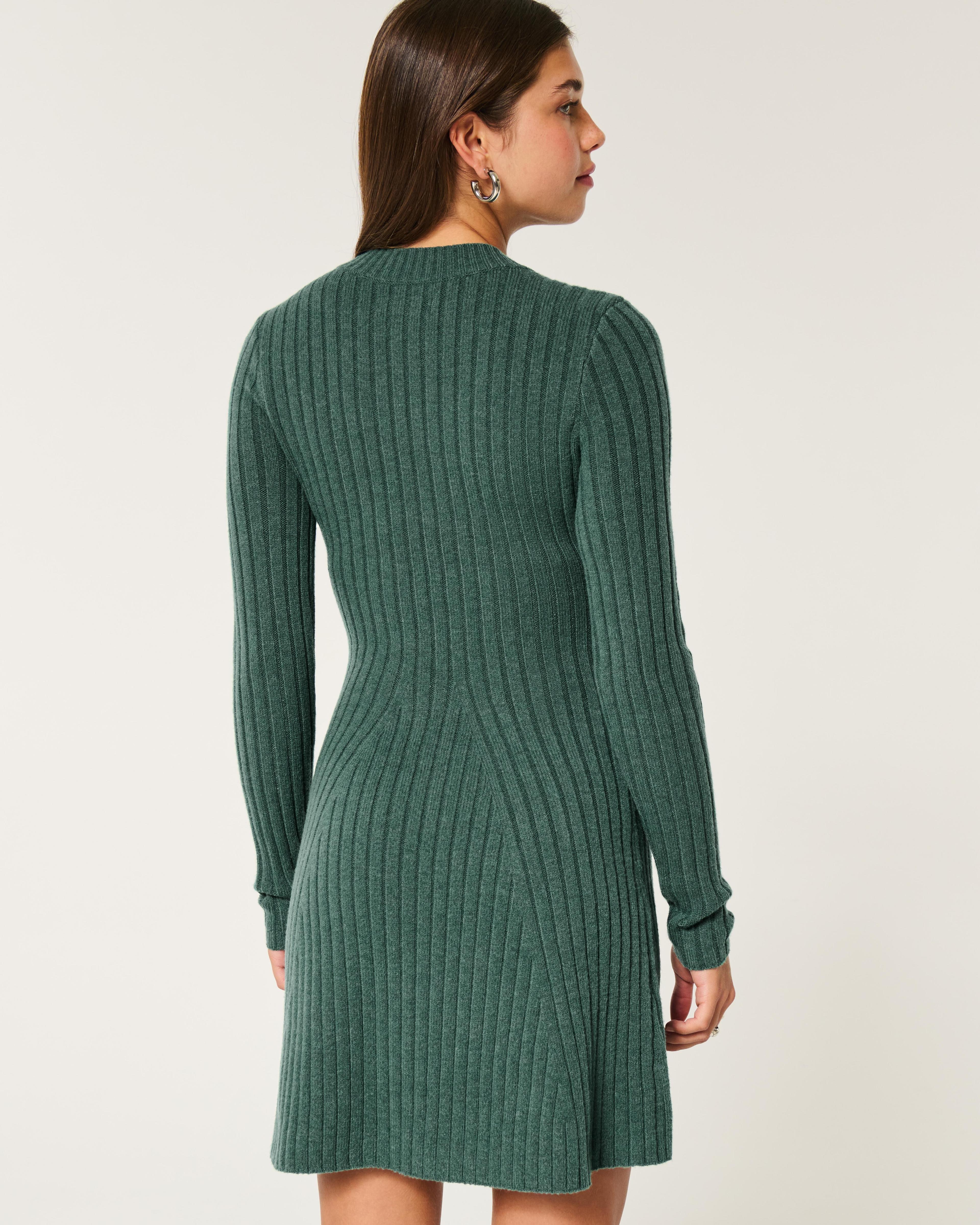 Ribbed Skater Mini Sweater Dress Product Image