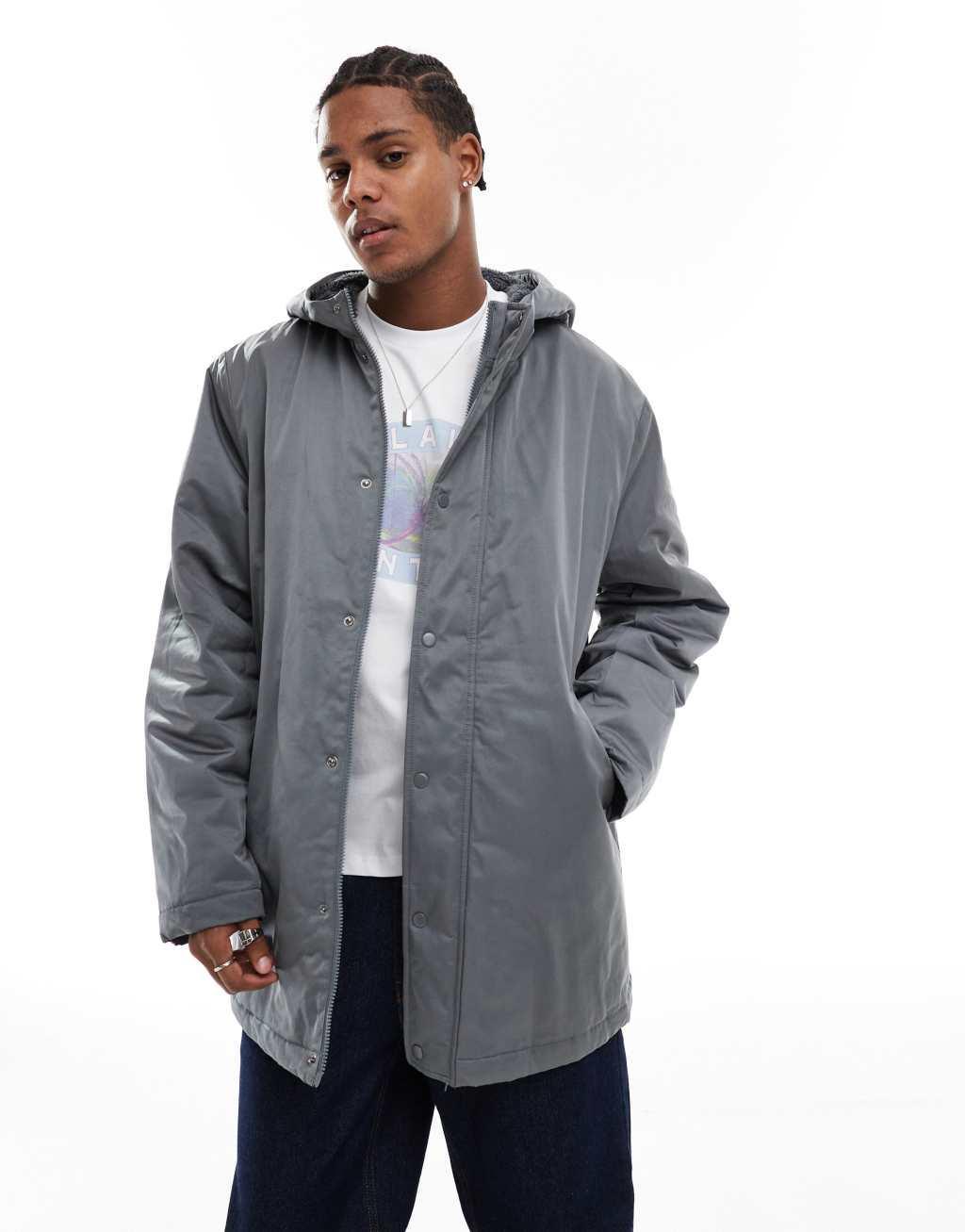 ASOS DESIGN borg lined parka in gray Product Image