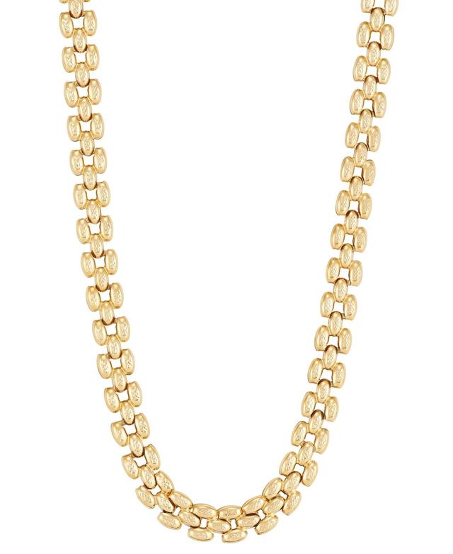 Polished Stampato Link 18 Chain Necklace in 14k Gold Product Image