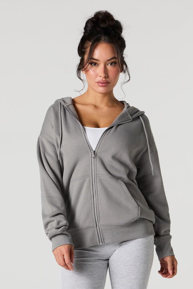 Oversized Fleece Zip-Up Hoodie Female Product Image