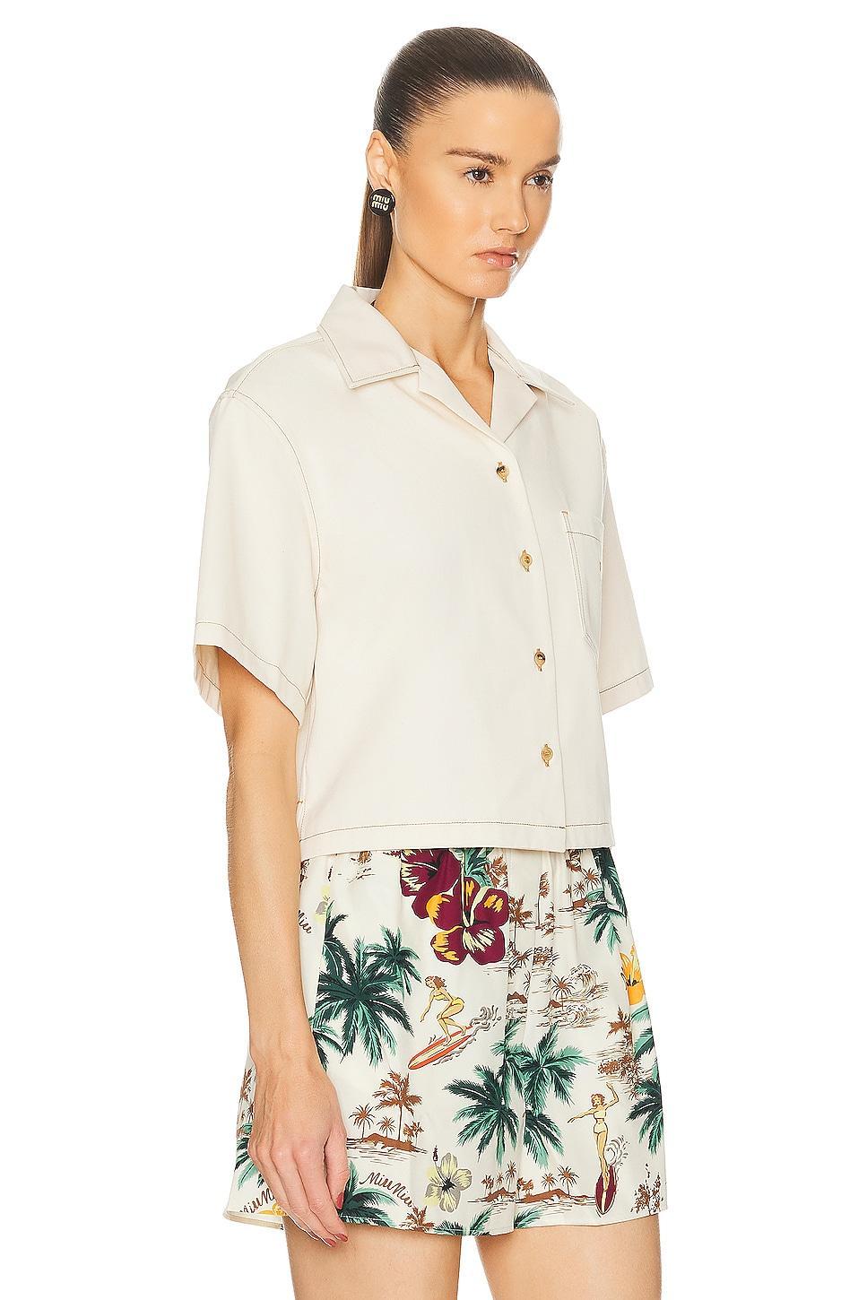 Miu Miu Cropped Shirt in Cream Product Image