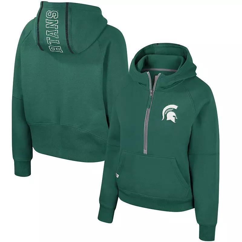 Womens Colosseum Green Michigan State Spartans Margo Raglan Half-Zip Hoodie Product Image