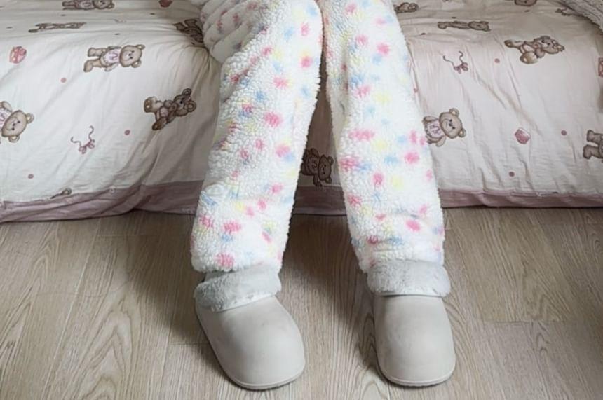 Hooded Dotted Fleece Pajama Set Product Image