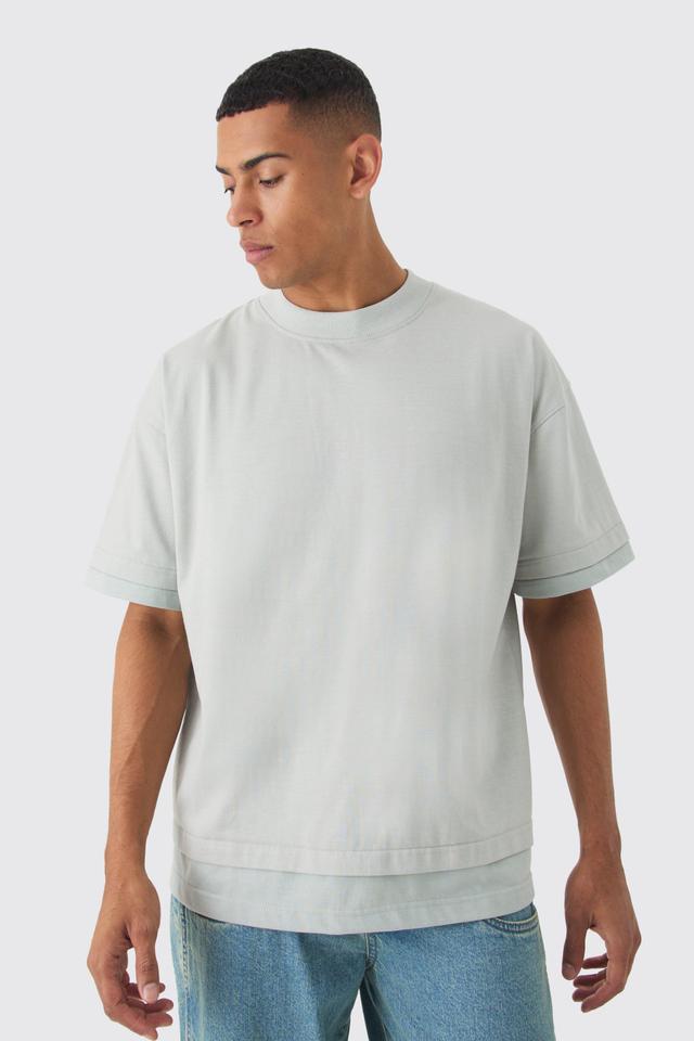 Oversized Heavyweight Faux Layer Vintage Wash T-shirt | boohooMAN USA Product Image