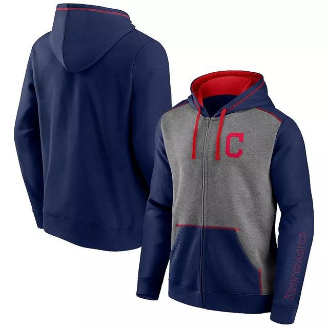 Mens Fanatics Branded /Heathered Gray Cleveland Indians Expansion Team Full-Zip Hoodie Blue Product Image