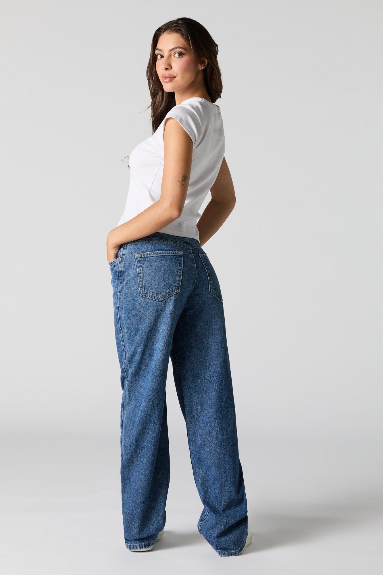 Dark Wash High Rise Wide Leg Jean Female Product Image