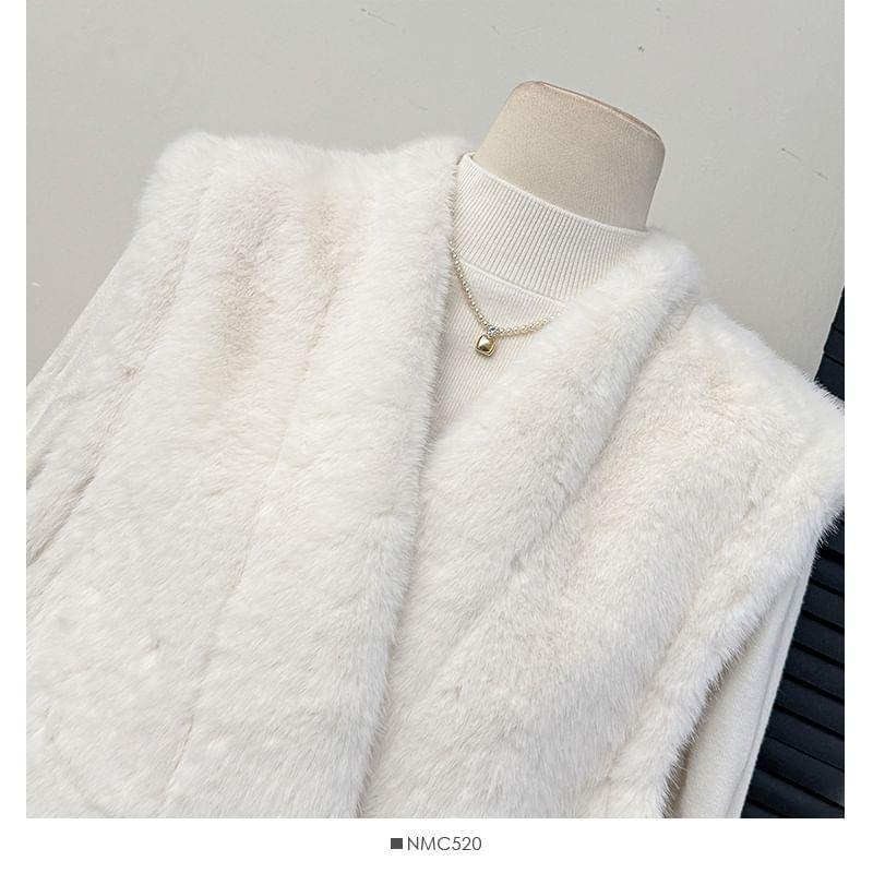 Faux-Fur Wrapped Vest Jacket Product Image