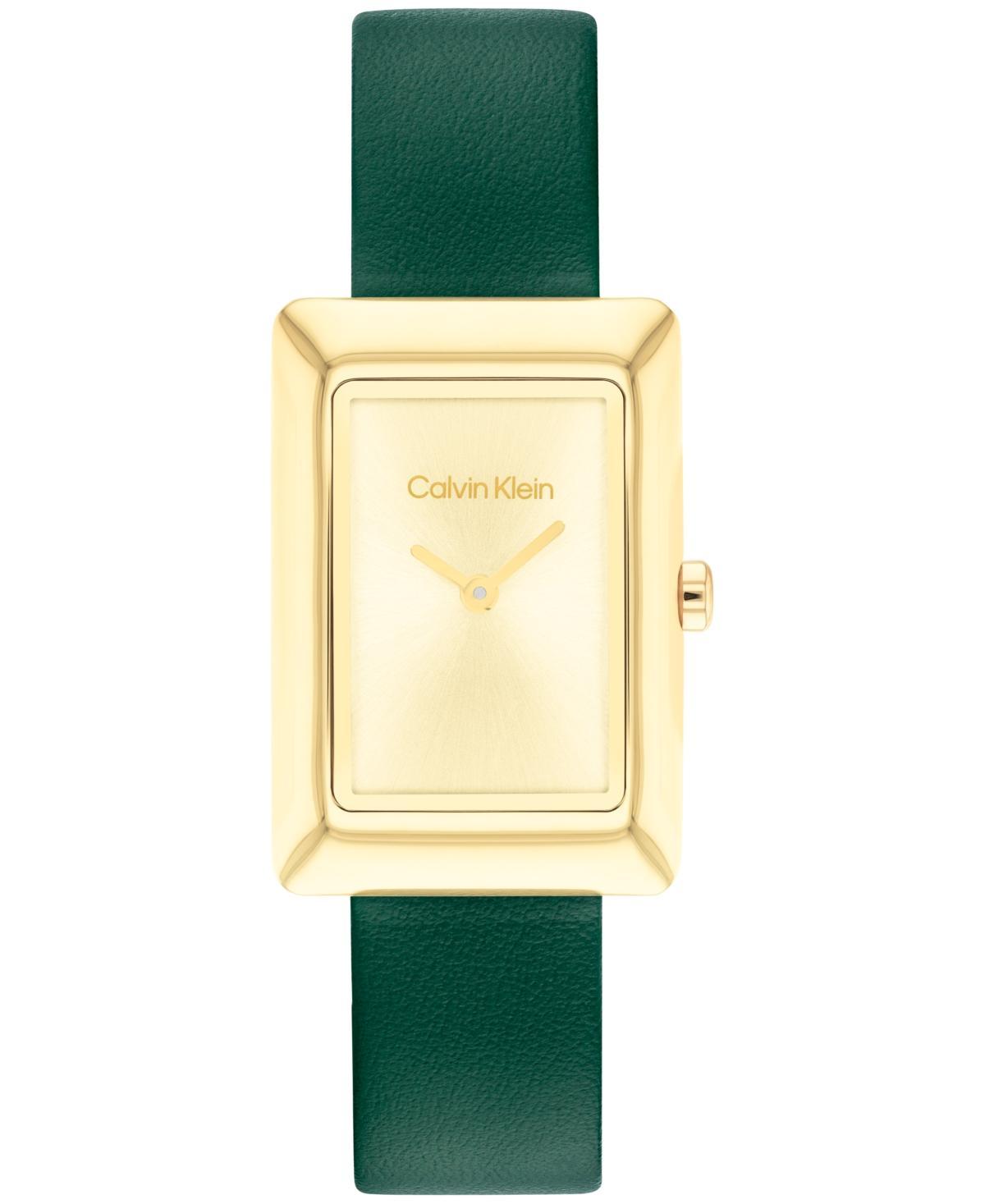 Calvin Klein Womens Two Hand Green Leather Strap Watch 22.5mm - Green Product Image