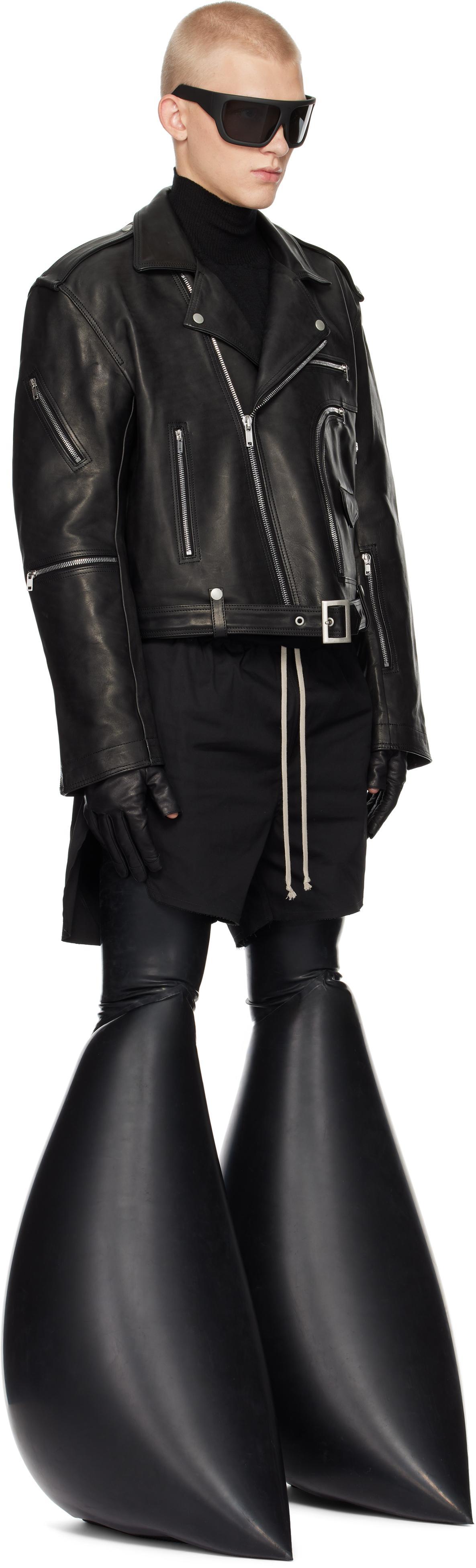 RICK OWENS Black Porterville Cropped Jumbo Bauhaus Stooges Leather Jacket Product Image