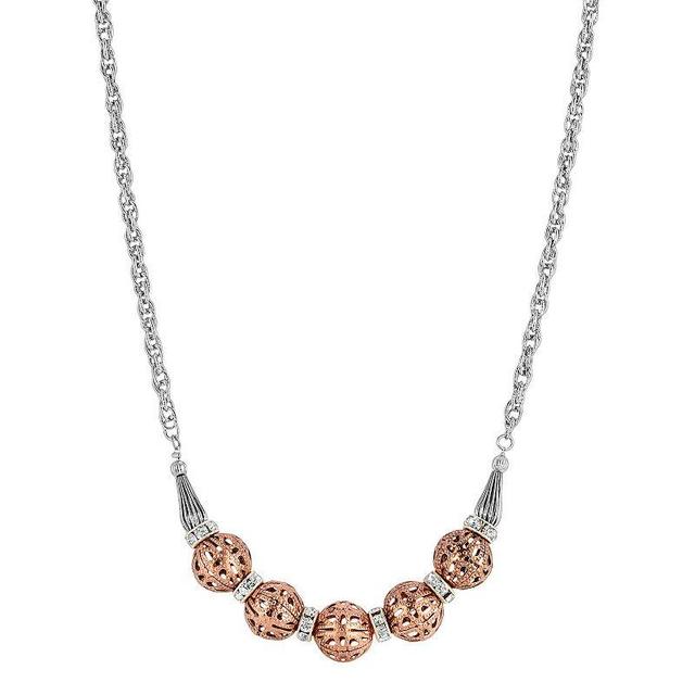 1928 Two-Tone Filigree Bead Row Necklace, Womens, Rose Gold Product Image