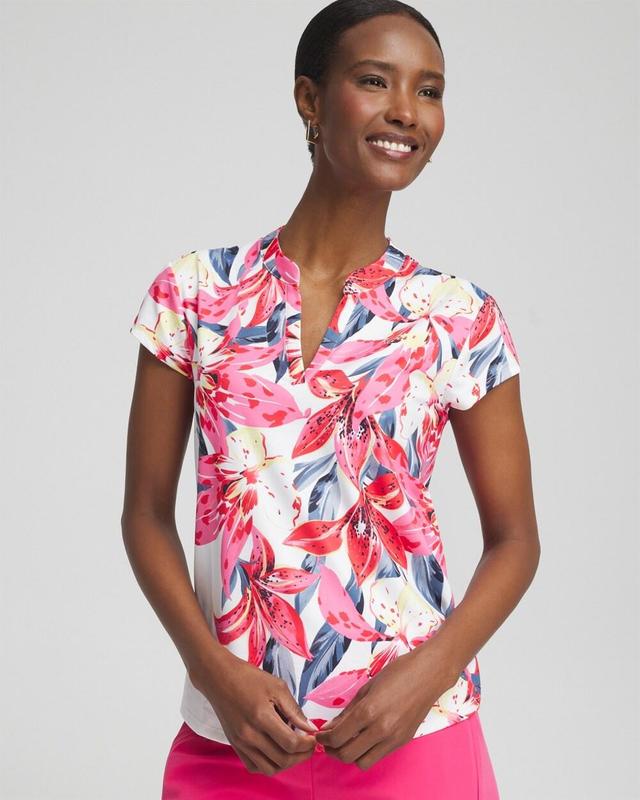 Women's UPF Sun Protection Floral Cap Sleeve Polo Top Product Image