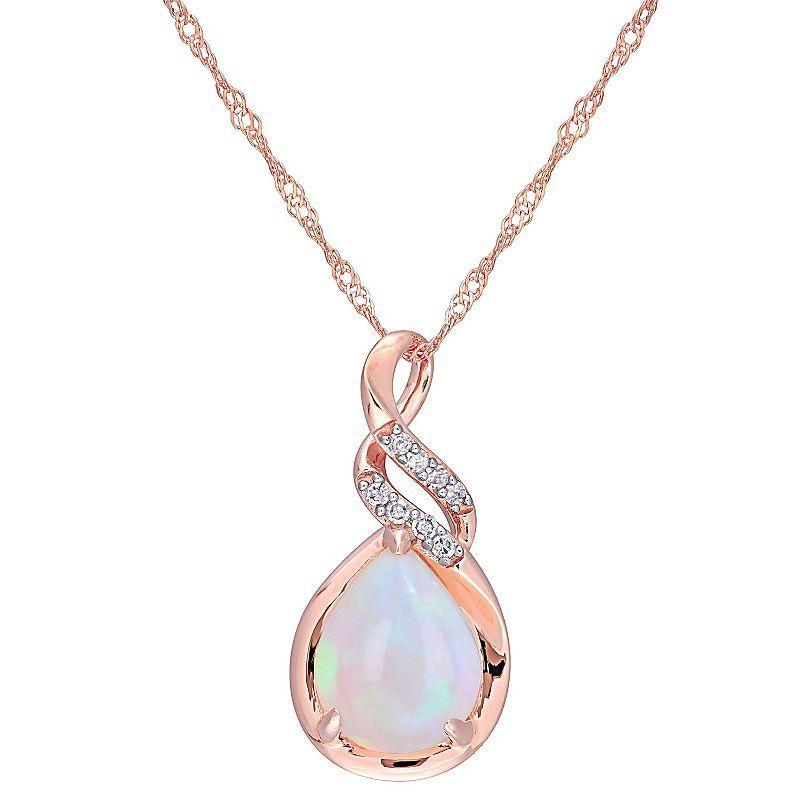 Stella Grace 10k Rose Gold Ethiopian Opal & Diamond Accent Twist Pendant Necklace, Womens Multicolor Product Image