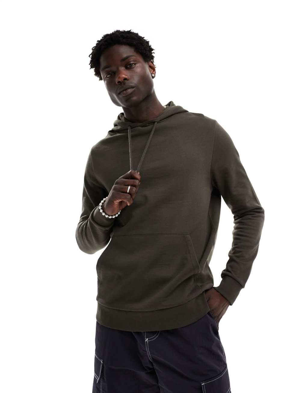 ASOS DESIGN essential hoodie in black olive Product Image