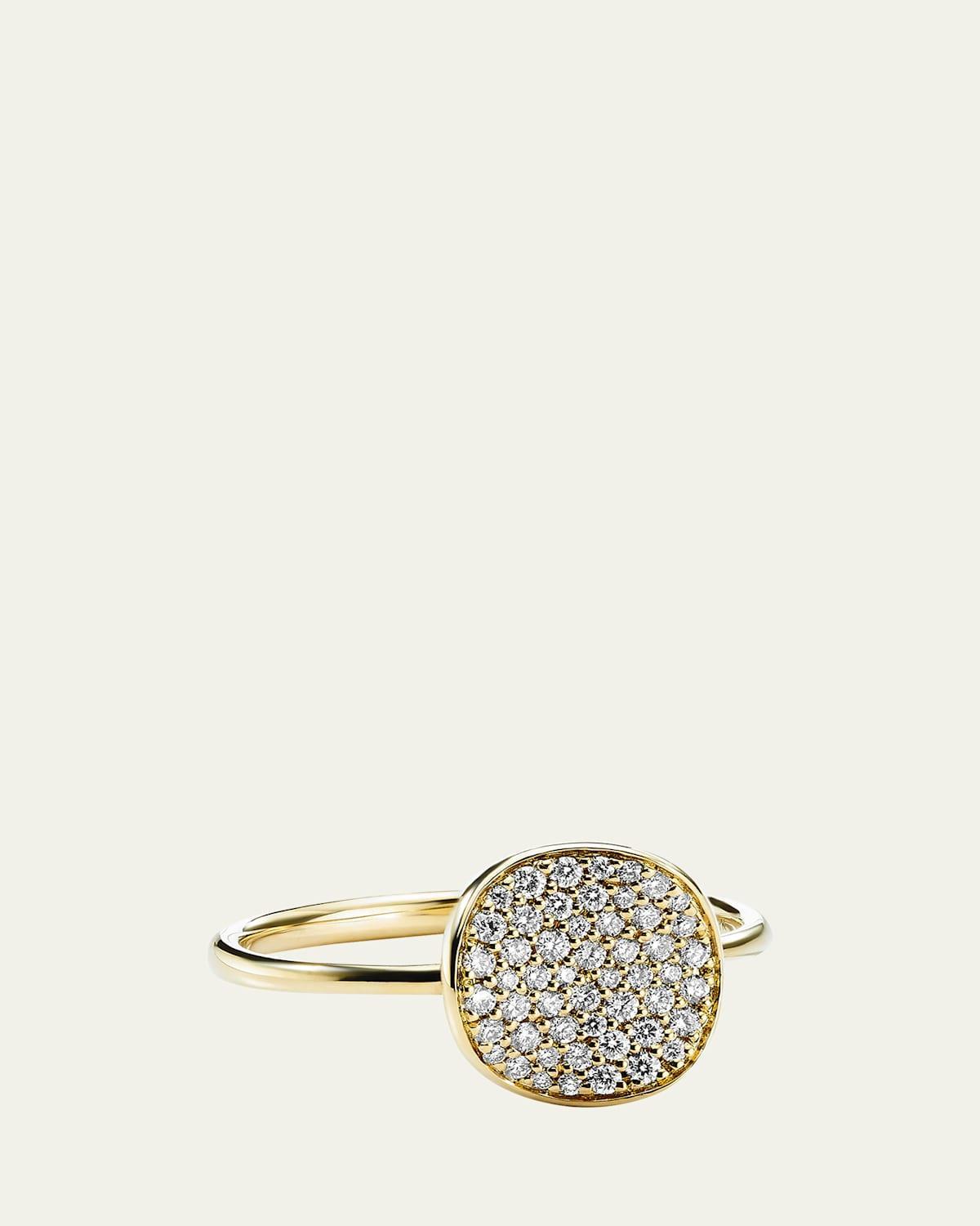 Womens Stardust Small Flower 18K Green Gold & Diamond Disc Ring Product Image