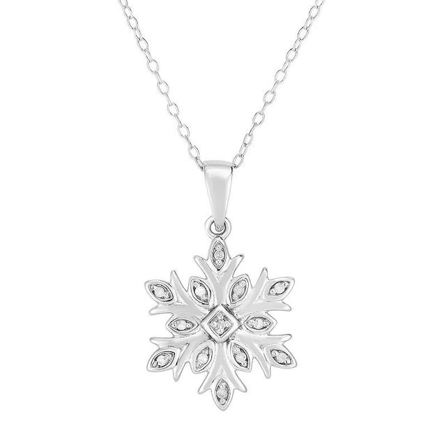 1/10 Carat T.W. Diamond Sterling Silver Snowflake Pendant Necklace, Womens White Product Image