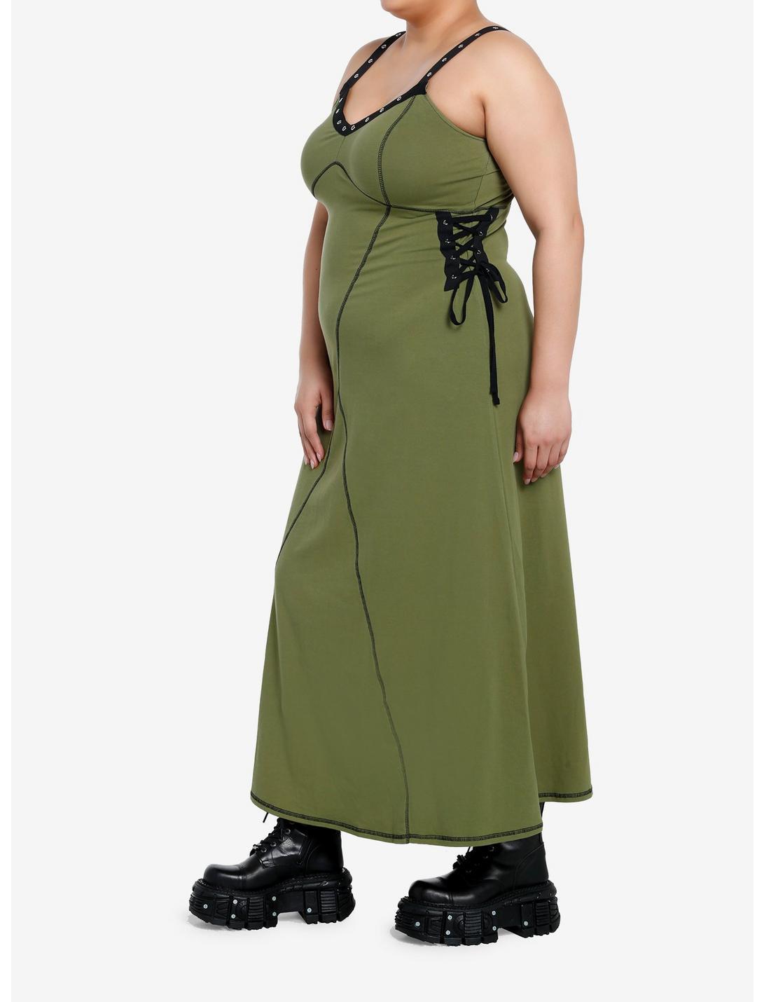 Social Collision Green & Black Lace-Up Midaxi Dress Plus Size Product Image