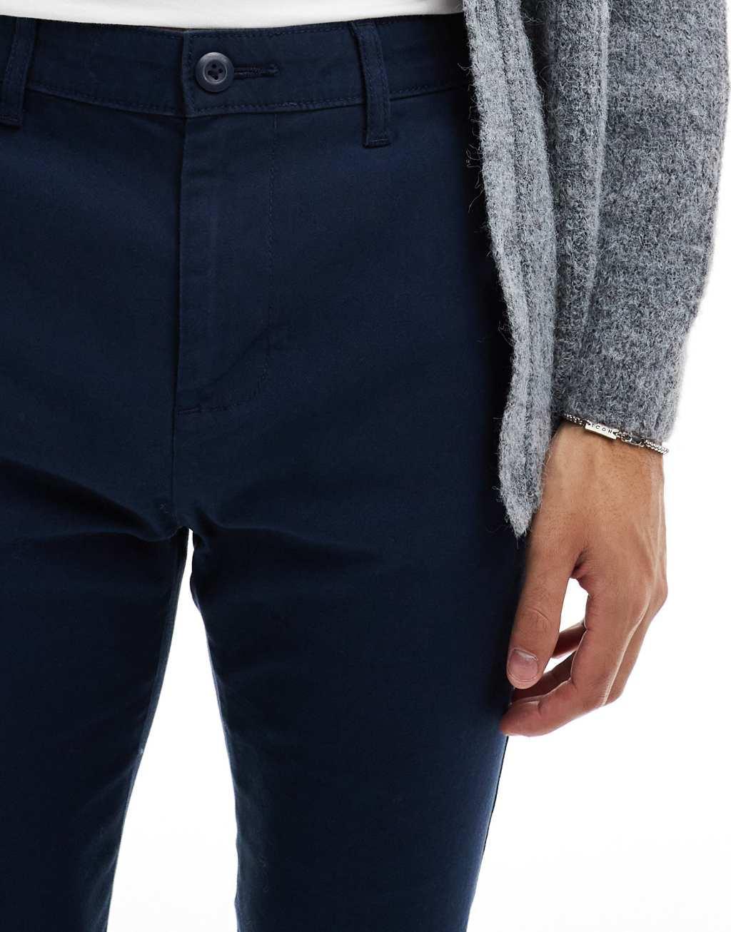 ASOS DESIGN skinny chinos in navy Product Image