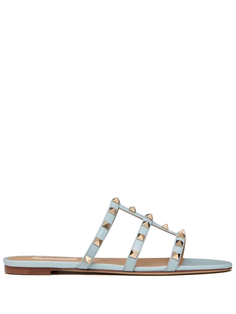 Rockstud Flat Slide Sandal Woman Porcelain Blue 39.5 Product Image