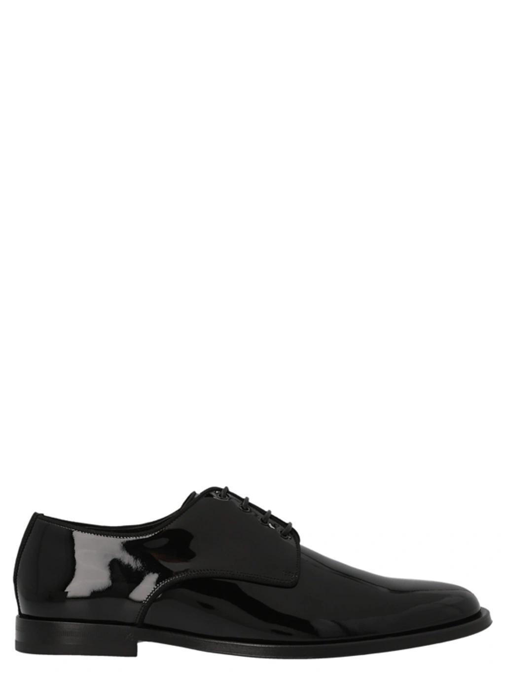 Glossy Patent Leather Derby Shoes In Black Product Image